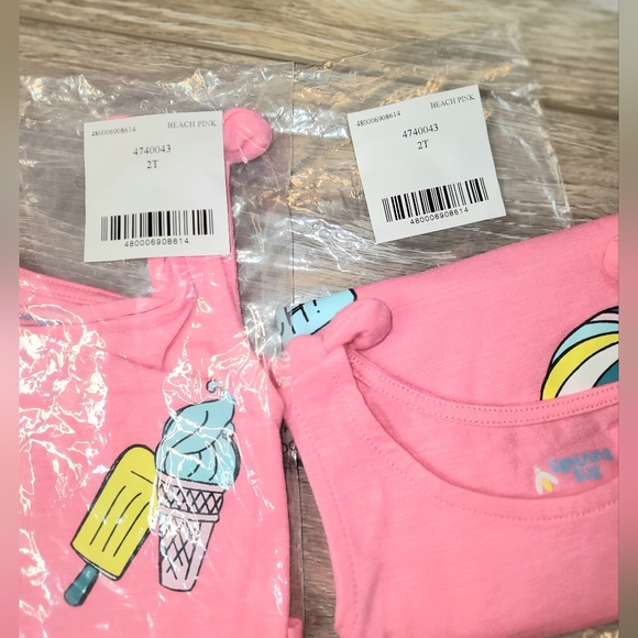 Girl's Lightening Bug pink graphic tank with beach graphics Sizee 2T - Picture 4 of 4